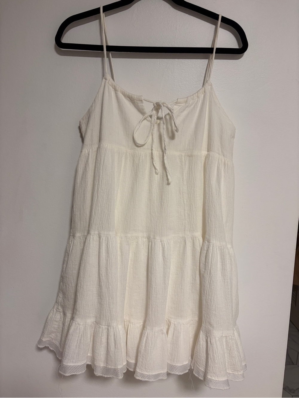 Derek Heart Women’s L White 100% Cotton Tiered Ruffle Boho Summer Dress - Picture 8 of 9